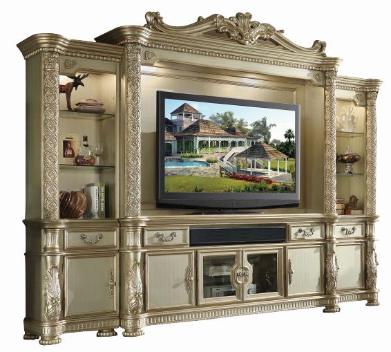 Acme Vendome Entertainment Center in Gold Patina 91310 - VIP FURNITURE (NJ)
