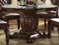 Acme Vendome Single Pedestal Dining Table with 54" Tempered Glass Top in Cherry 62010