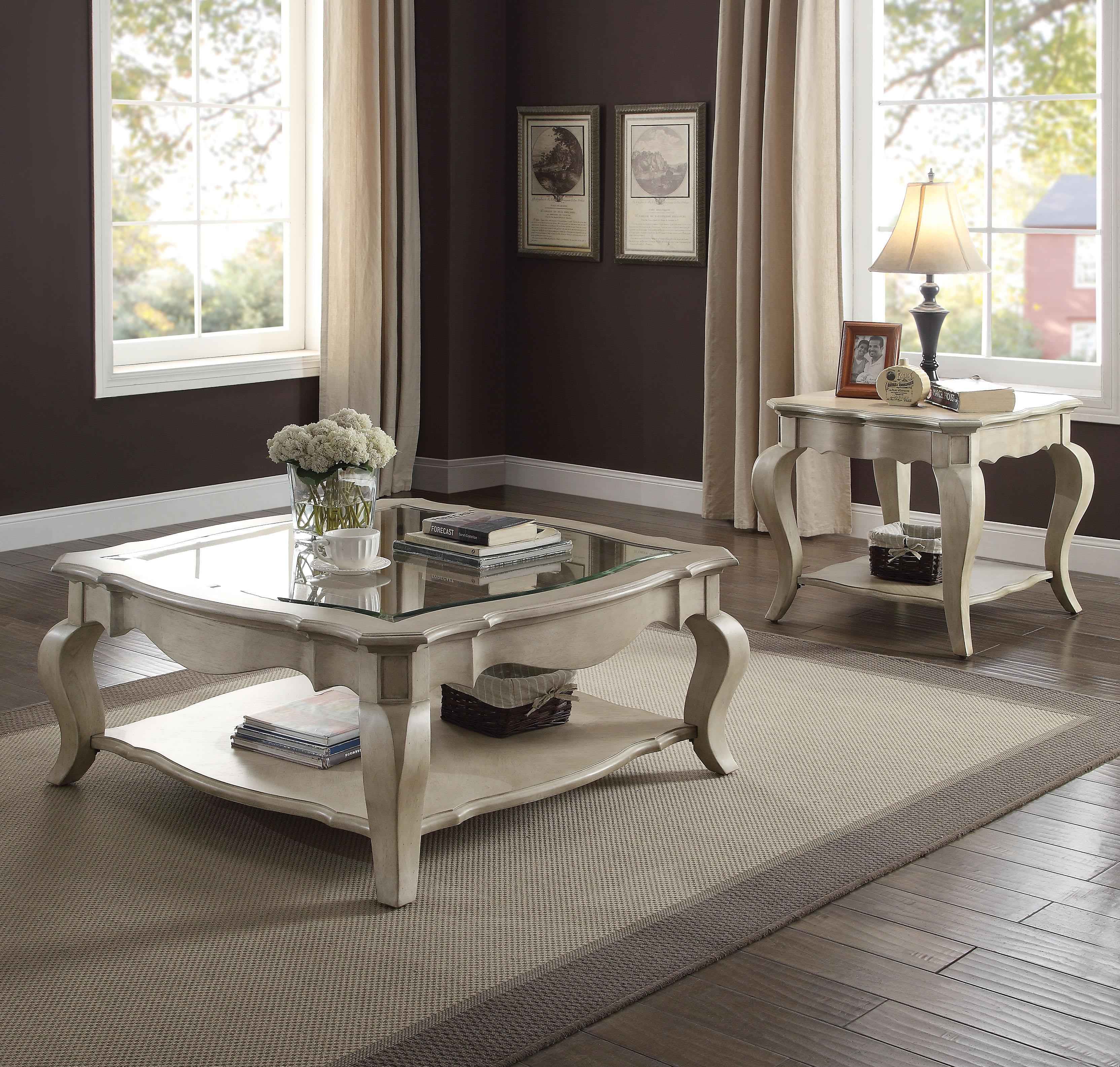 Chelmsford Antique Taupe & Clear Glass Coffee Table
