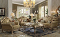 Dresden Bone PU & Gold Patina Sofa w/4 Pillows