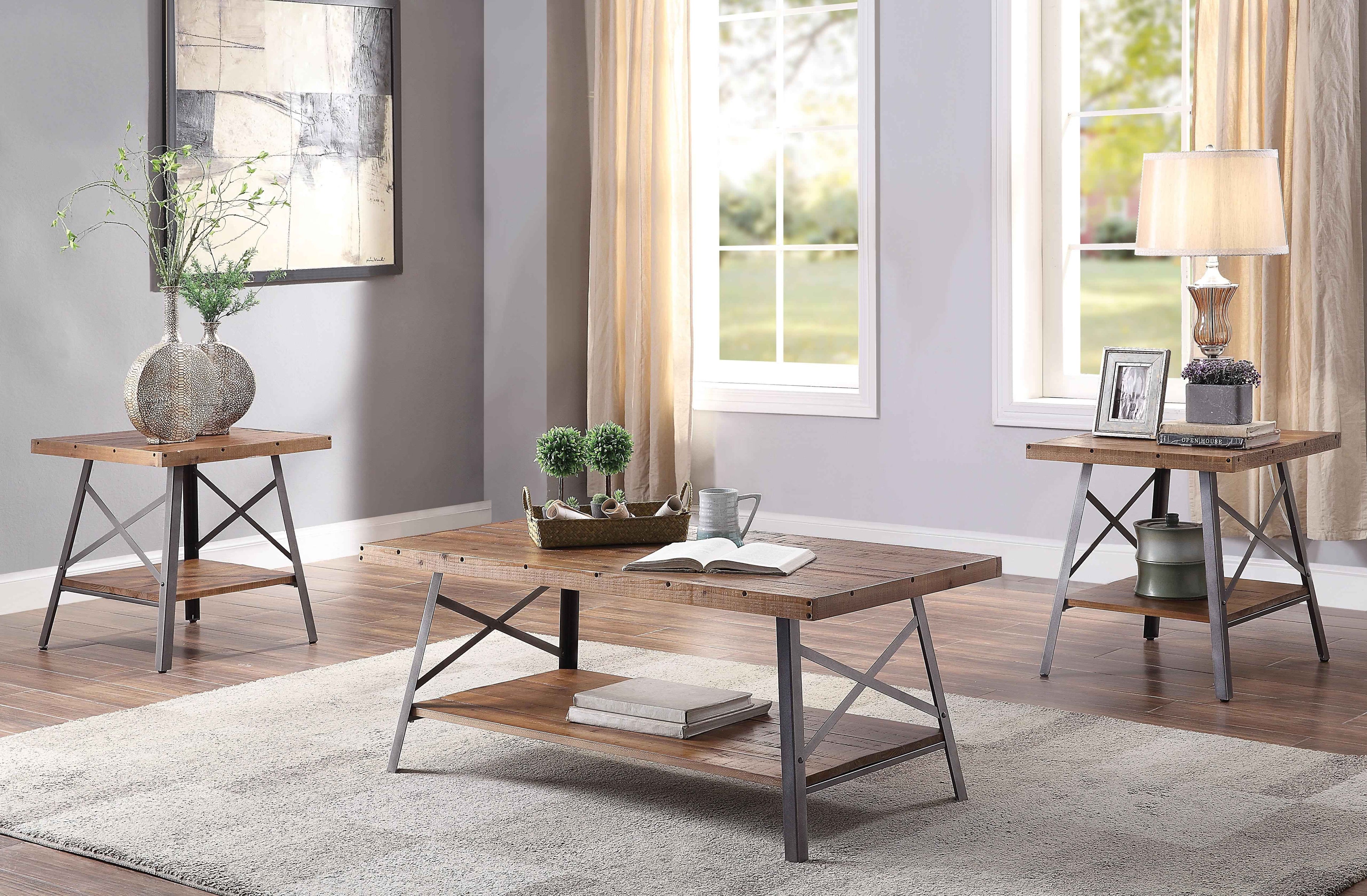 Ikram Weathered Oak & Sandy Black Coffee Table