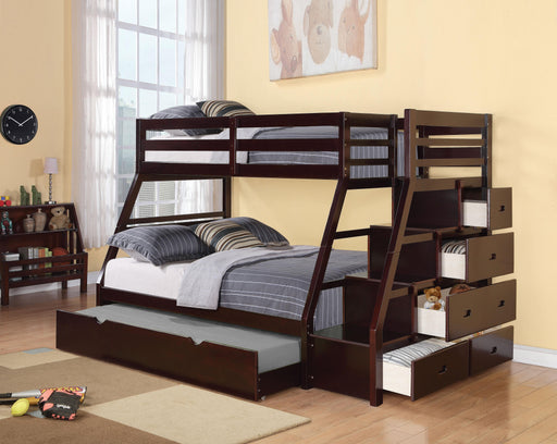 Jason Espresso Bunk Bed (Twin/Full) - VIP FURNITURE (NJ)