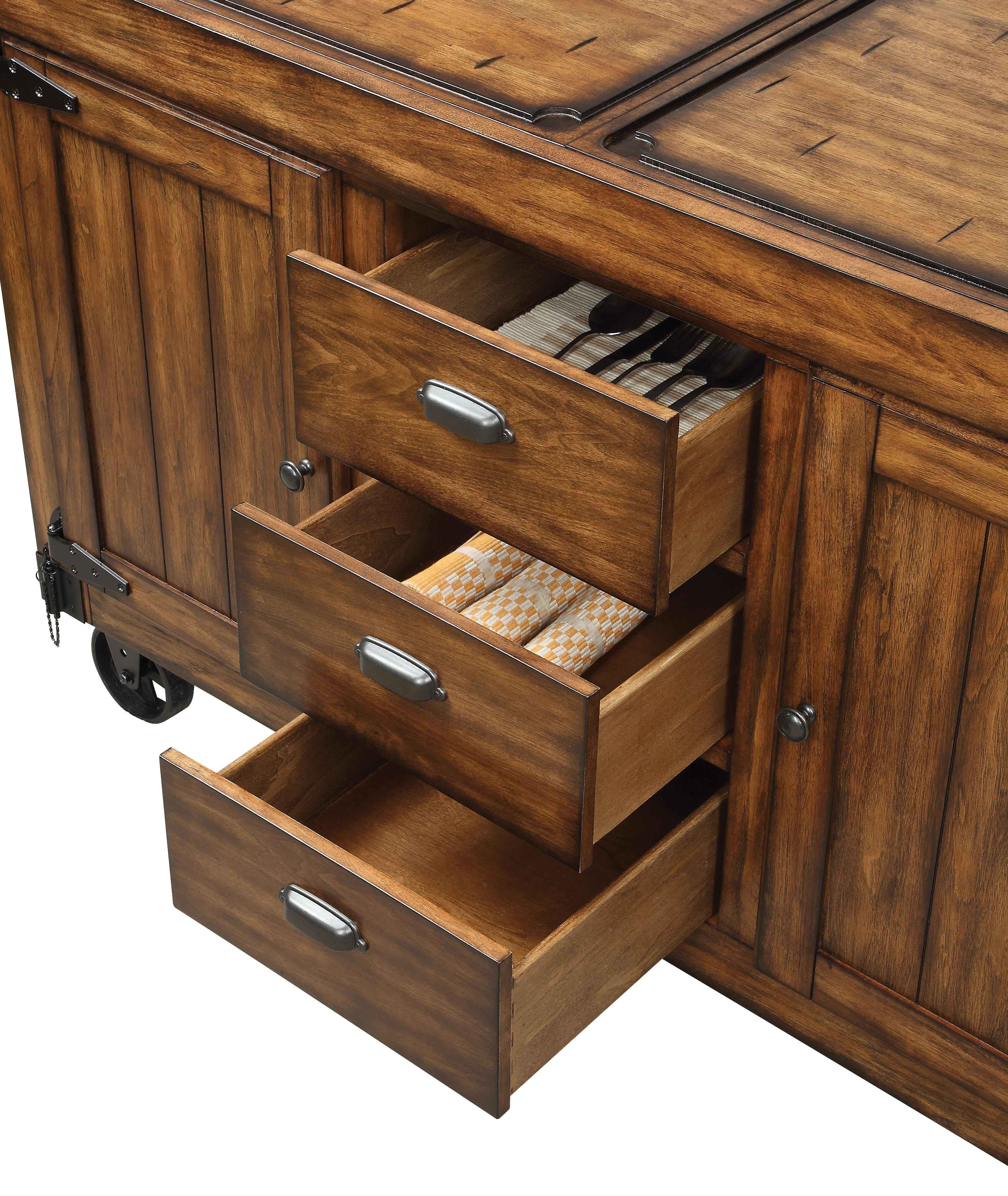 Kabili Antique Tobacco Kitchen Cart