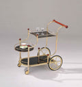 Lacy Gold Plated & Black Glass Serving Cart