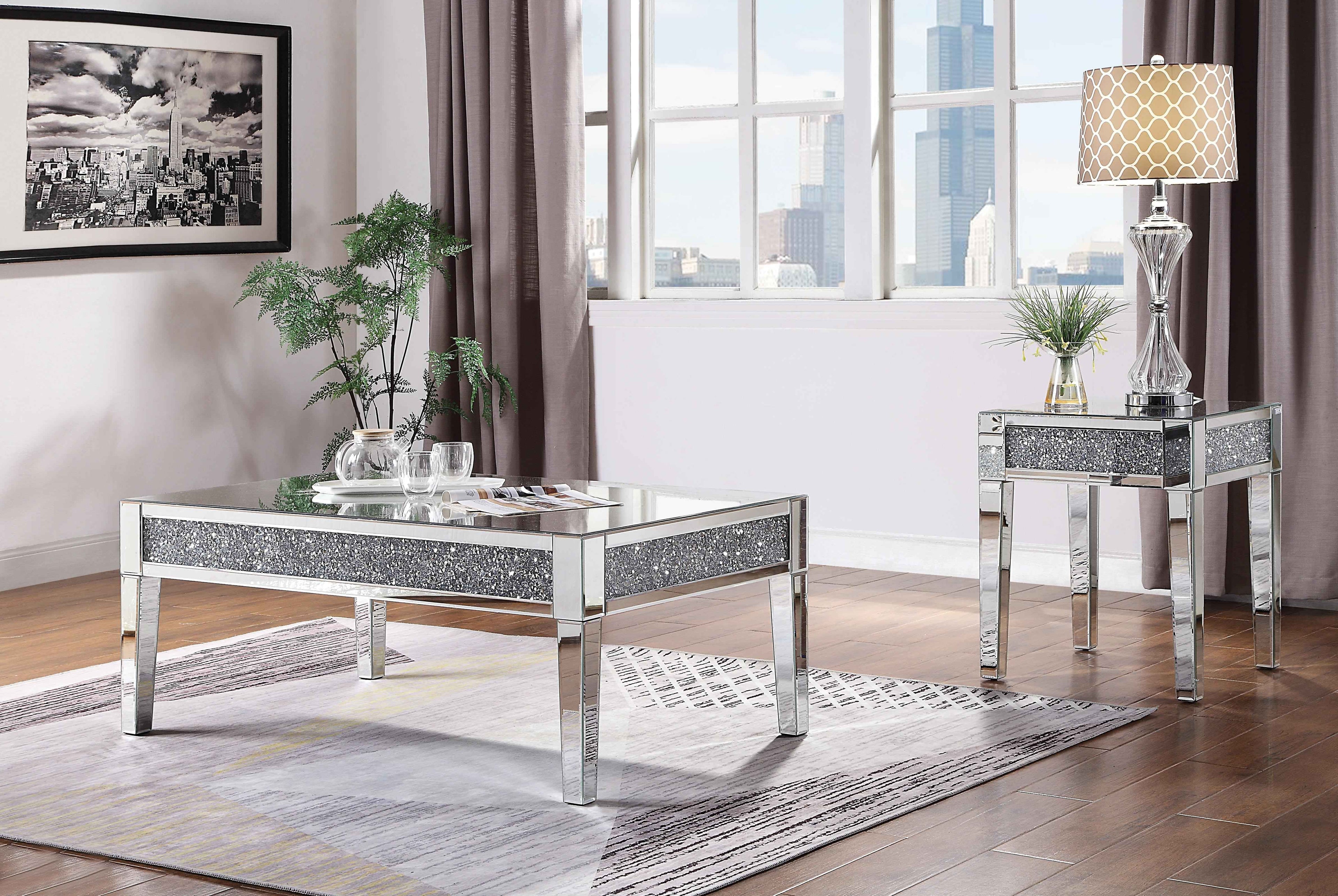 Noralie Mirrored & Faux Diamonds Coffee Table