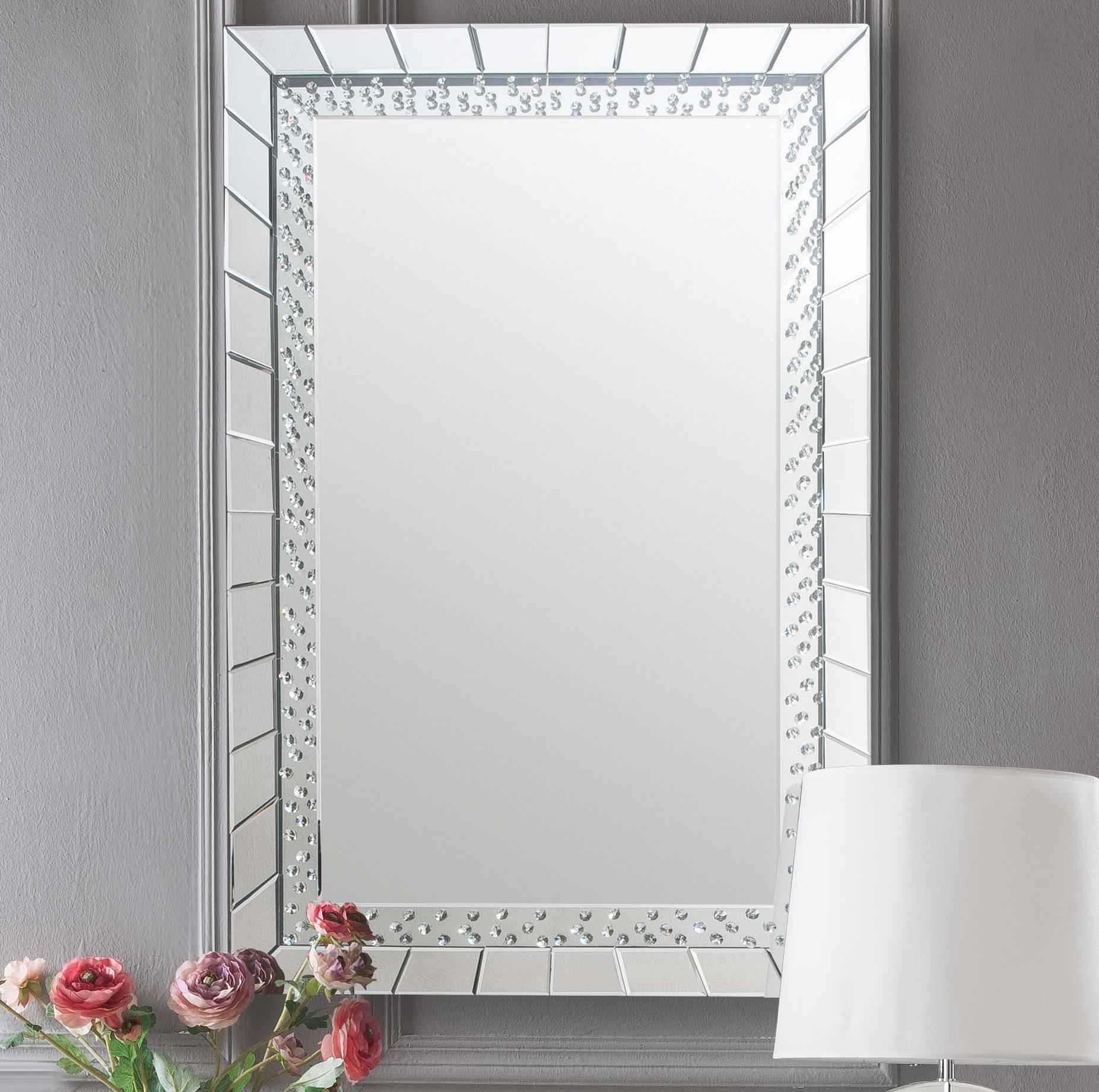 Nysa Mirrored & Faux Crystals Console Table