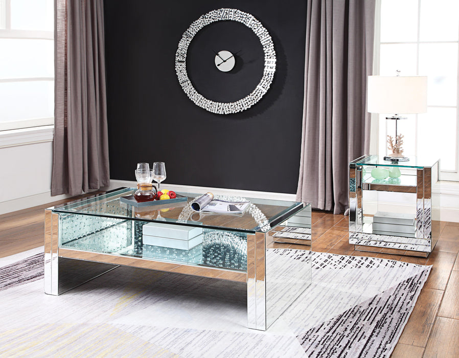 Nysa Mirrored & Faux Crystals Coffee Table - VIP FURNITURE (NJ)