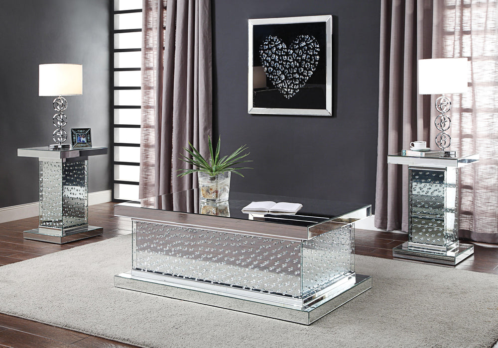 Nysa Mirrored & Faux Crystals Coffee Table - VIP FURNITURE (NJ)