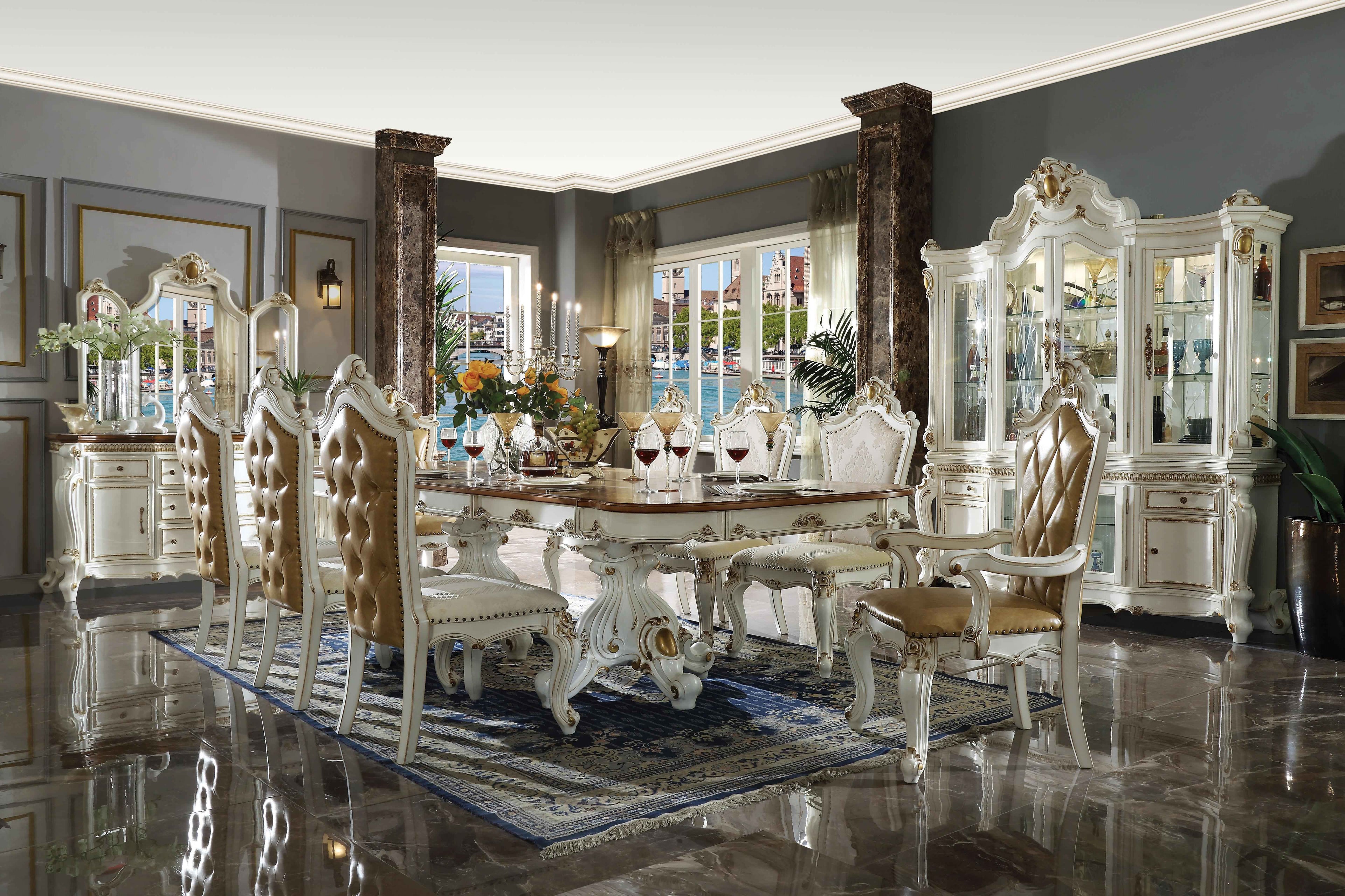 Picardy Antique Pearl & Cherry Oak Dining Table