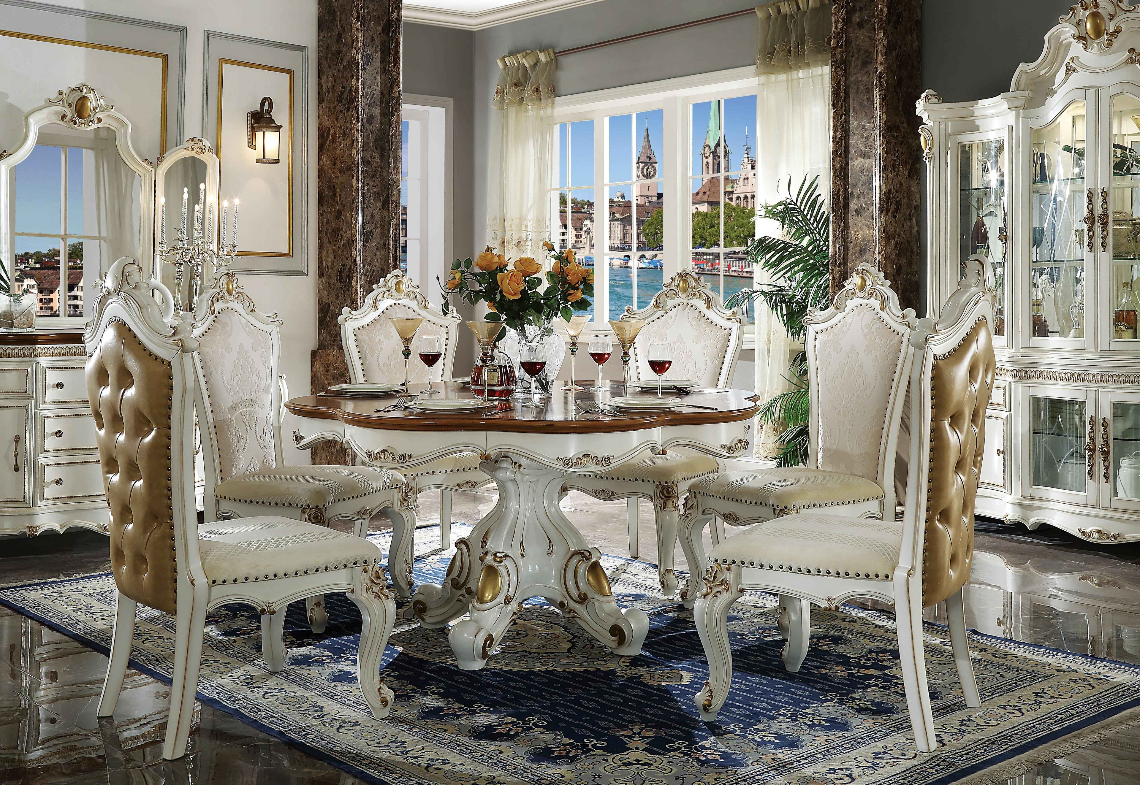 Picardy Antique Pearl & Cherry Oak Dining Table
