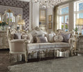 Picardy Fabric & Antique Pearl Sofa w/8 Pillows