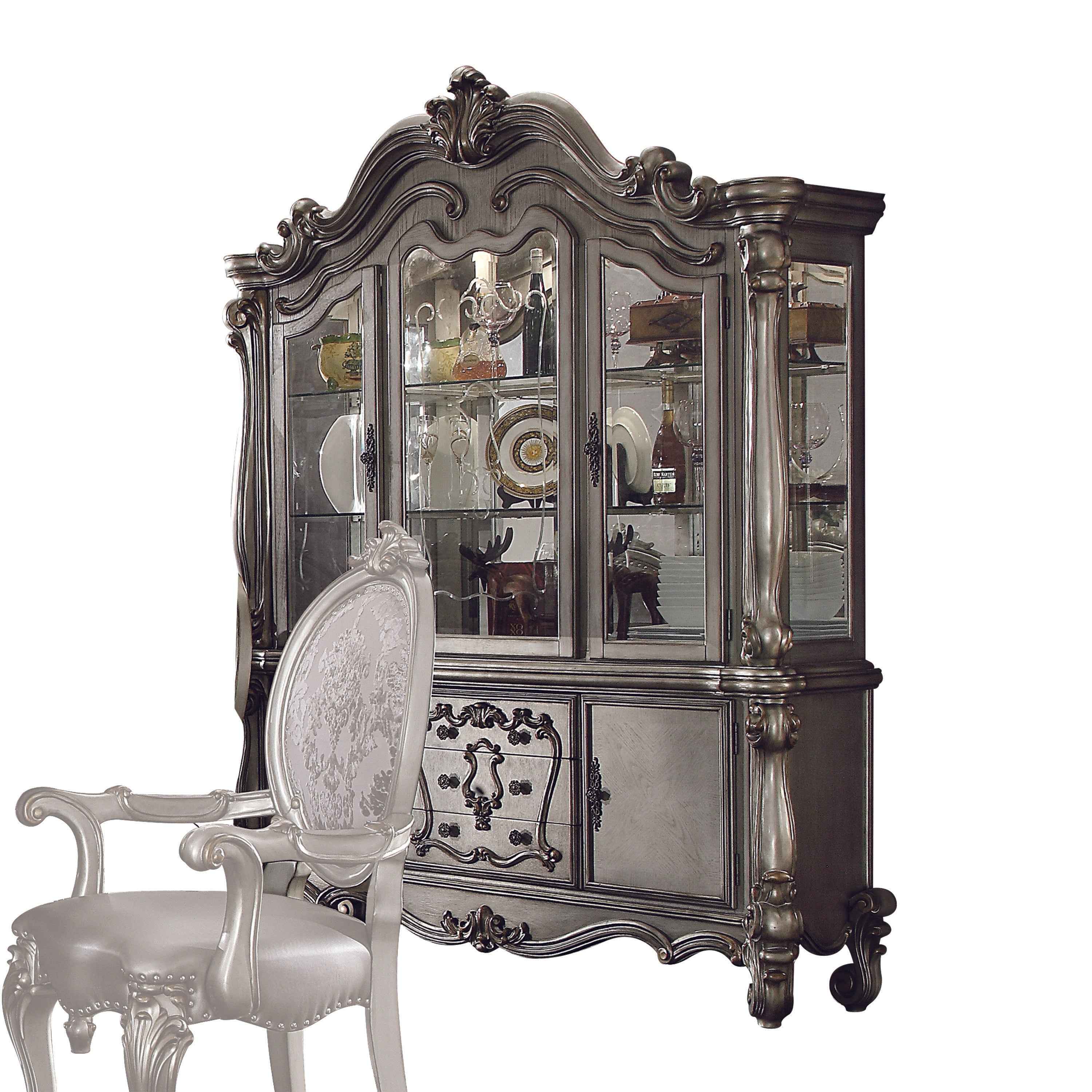 Versailles Antique Platinum Hutch & Buffet