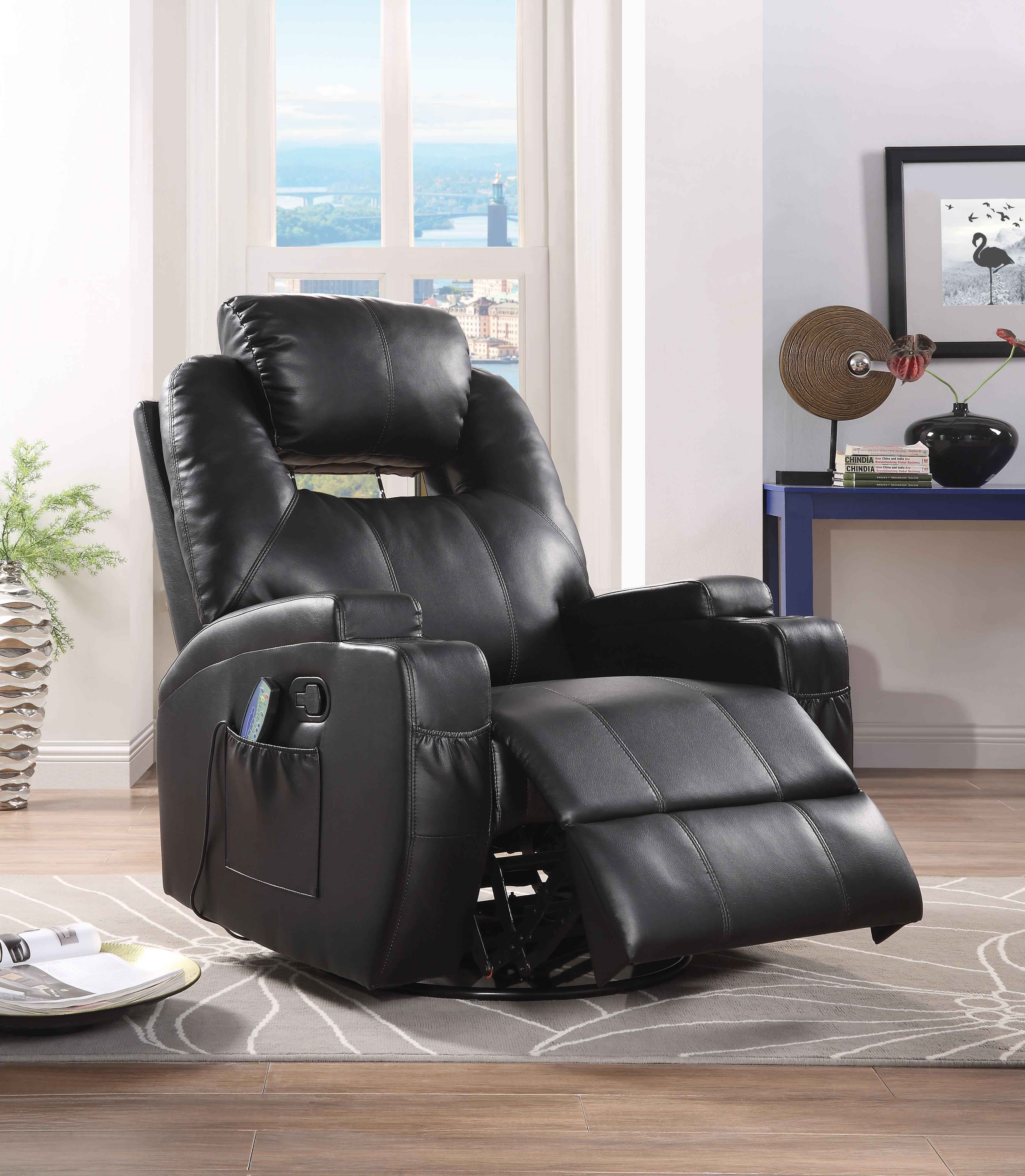 Waterlily Black PU Rocker Recliner (Motion)