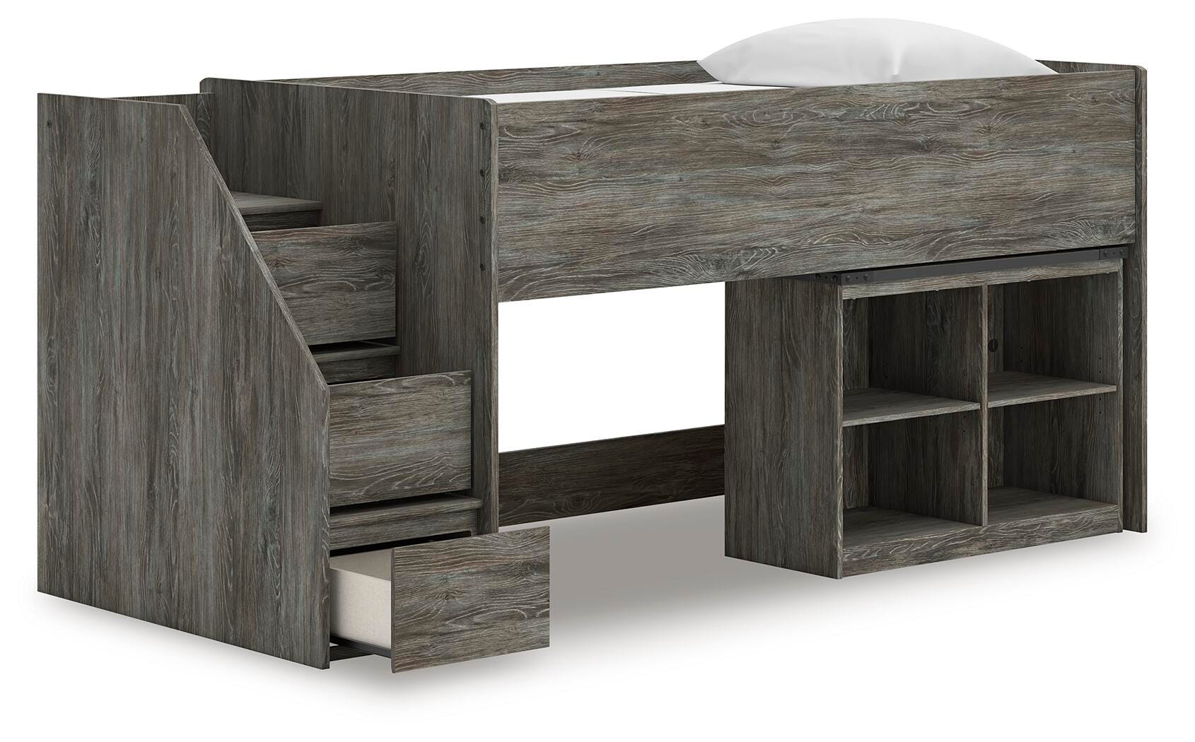 Frandern Loft Bed with Bookcase Storage