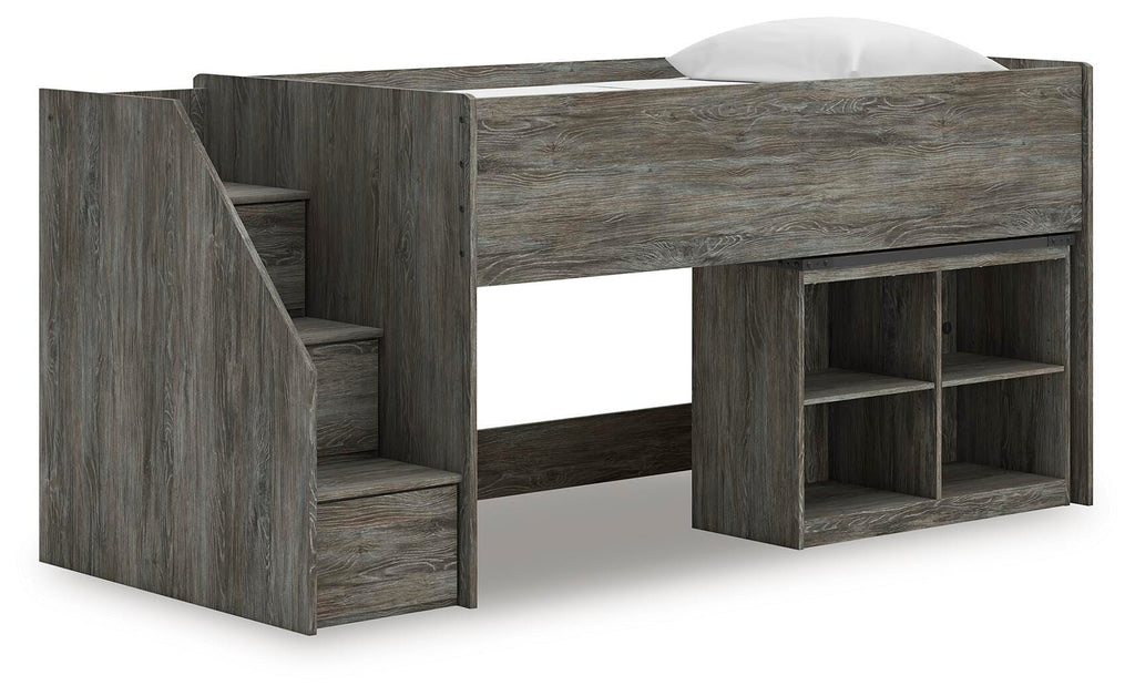 Frandern Loft Bed with Bookcase Storage