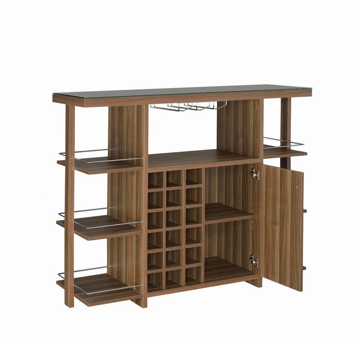 Walnut Bar Unit With Wine Bottle Storage vip Coaster