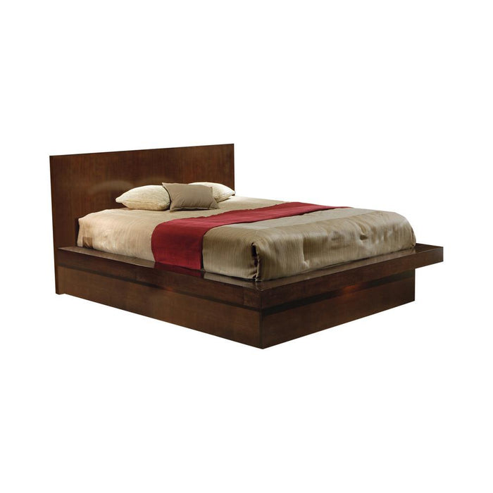 Jessica Queen Platform Bed with Rail Seating Cappuccino - VIP FURNITURE (NJ)