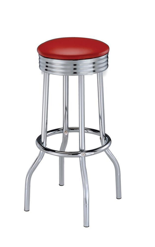 Theodore Upholstered Top Bar Stools Red and Chrome (Set of 2) - VIP FURNITURE (NJ)
