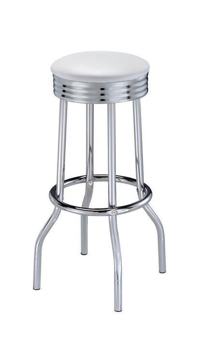 Theodore Upholstered Top Bar Stools White and Chrome (Set of 2) - VIP FURNITURE (NJ)