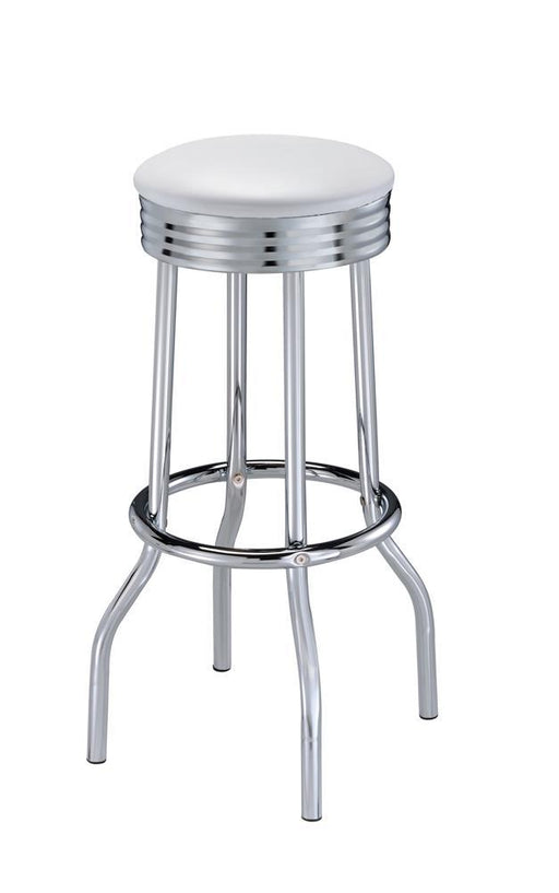 Theodore Upholstered Top Bar Stools White and Chrome (Set of 2) - VIP FURNITURE (NJ)