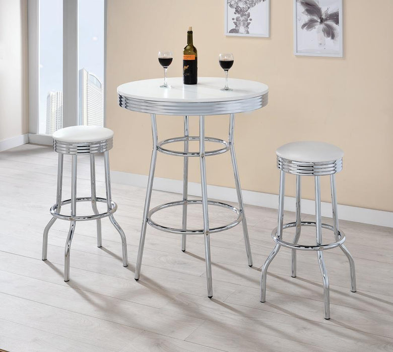 Theodore Upholstered Top Bar Stools White and Chrome (Set of 2) - VIP FURNITURE (NJ)