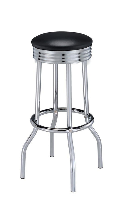 Theodore Upholstered Top Bar Stools Black and Chrome (Set of 2) - VIP FURNITURE (NJ)
