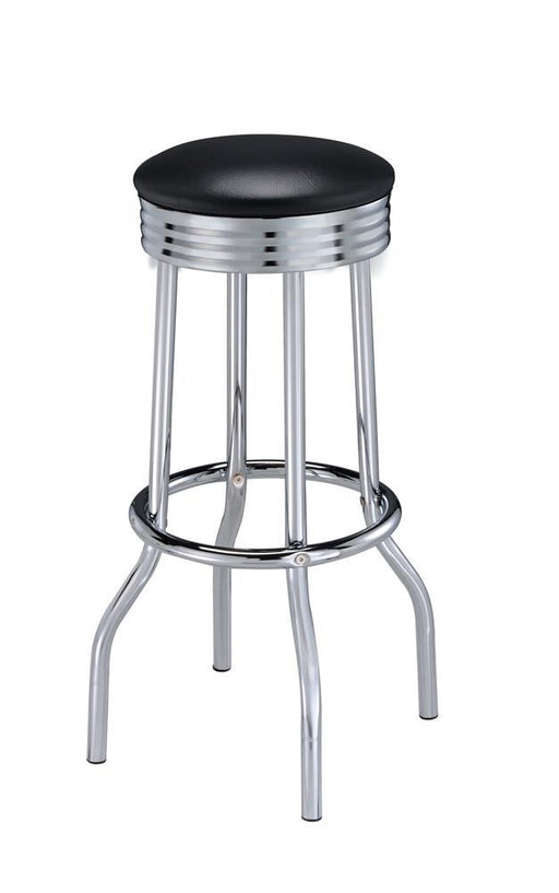 Theodore Upholstered Top Bar Stools Black and Chrome (Set of 2) - VIP FURNITURE (NJ)