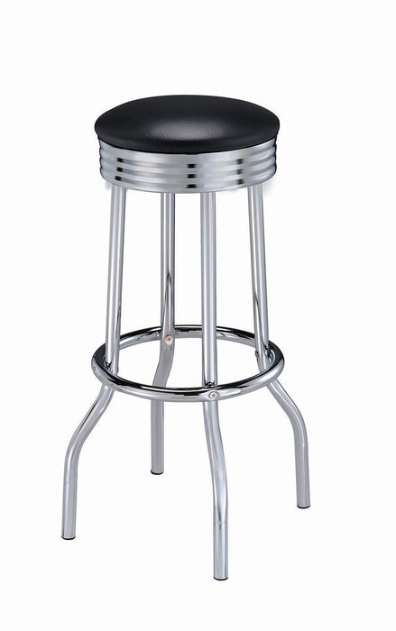 Theodore Upholstered Top Bar Stools Black and Chrome (Set of 2) - VIP FURNITURE (NJ)