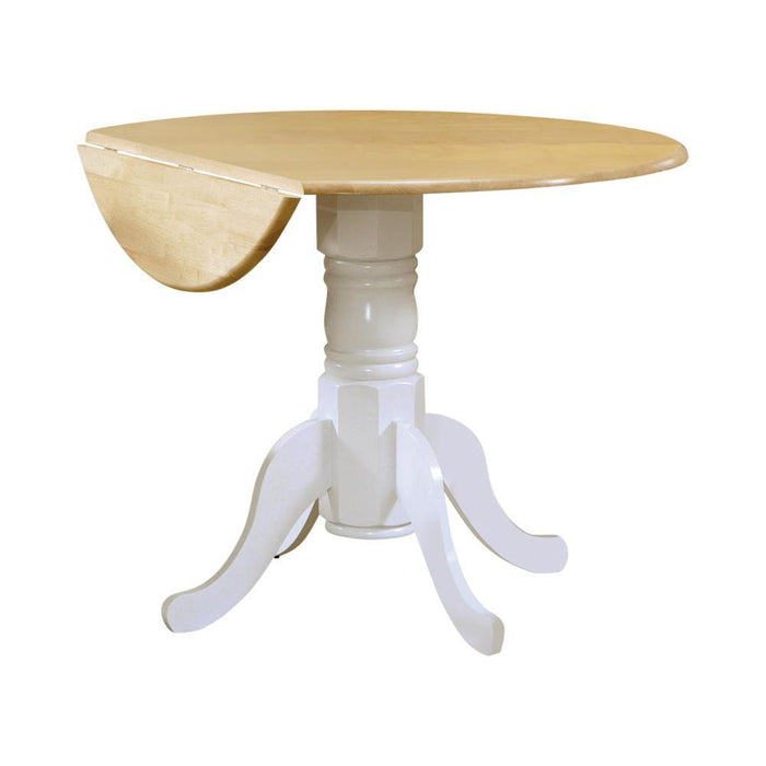 Allison Drop Leaf Round Dining Table Natural Brown and White - VIP FURNITURE (NJ)