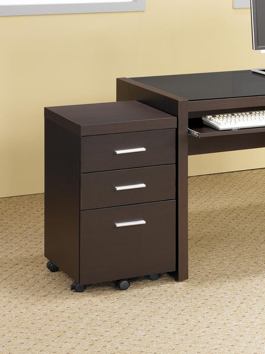 Skeena 3-drawer Mobile Storage Cabinet Cappuccino - VIP FURNITURE (NJ)