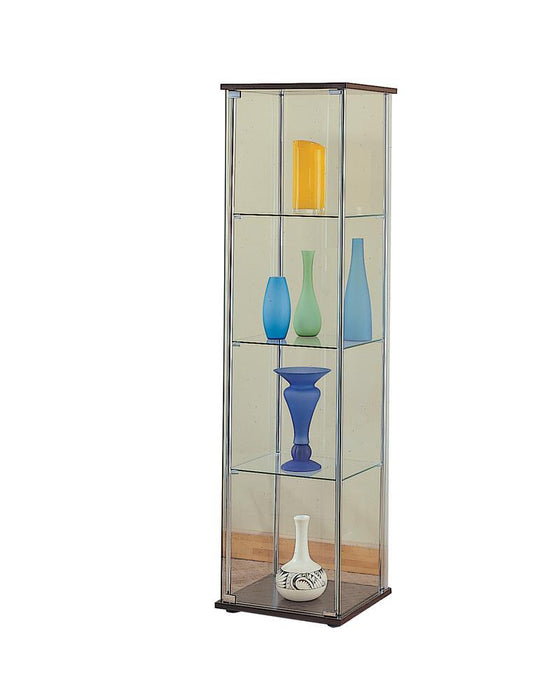 Bellatrix Rectangular 4-shelf Curio Cabinet Cappuccino and Clear - VIP FURNITURE (NJ)