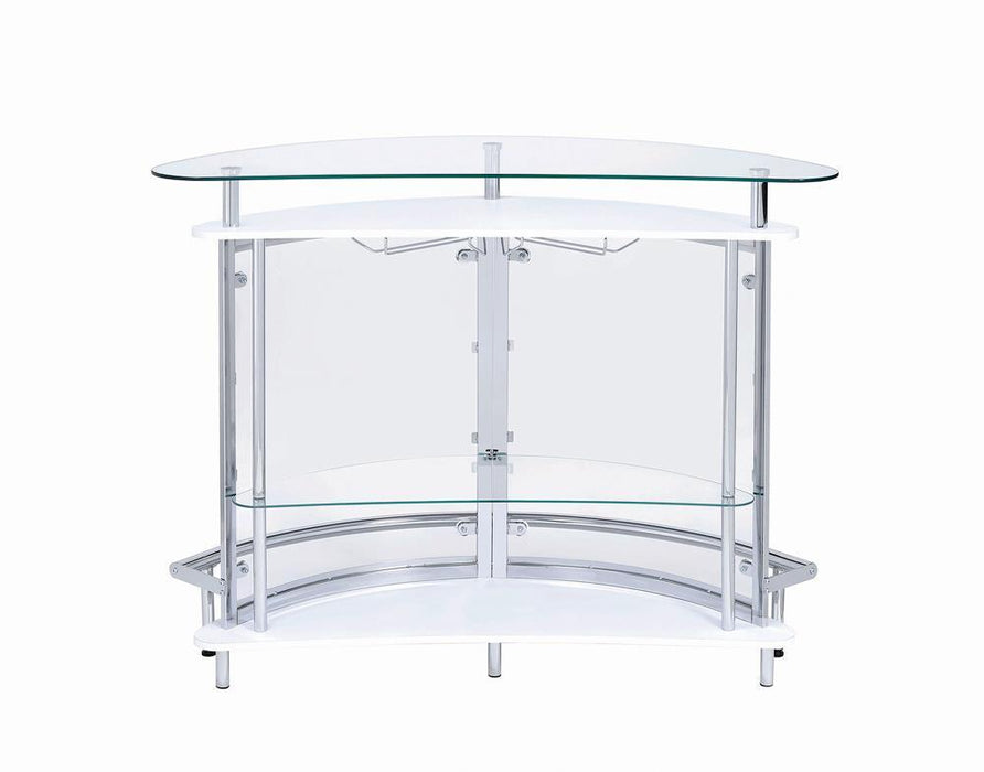 Amarillo 2-tier Bar Unit White and Chrome - VIP FURNITURE (NJ)