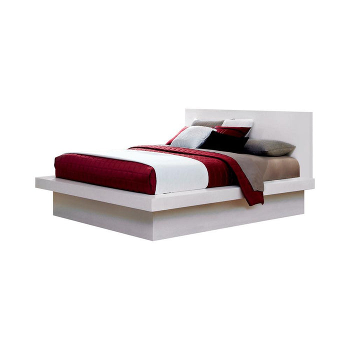Jessica Queen Platform Bed with Rail Seating White - VIP FURNITURE (NJ)