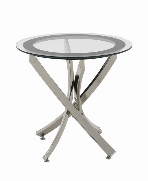 Brooke Glass Top End Table Chrome and Black - VIP FURNITURE (NJ)