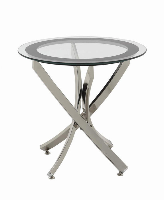 Brooke Glass Top End Table Chrome and Black - VIP FURNITURE (NJ)