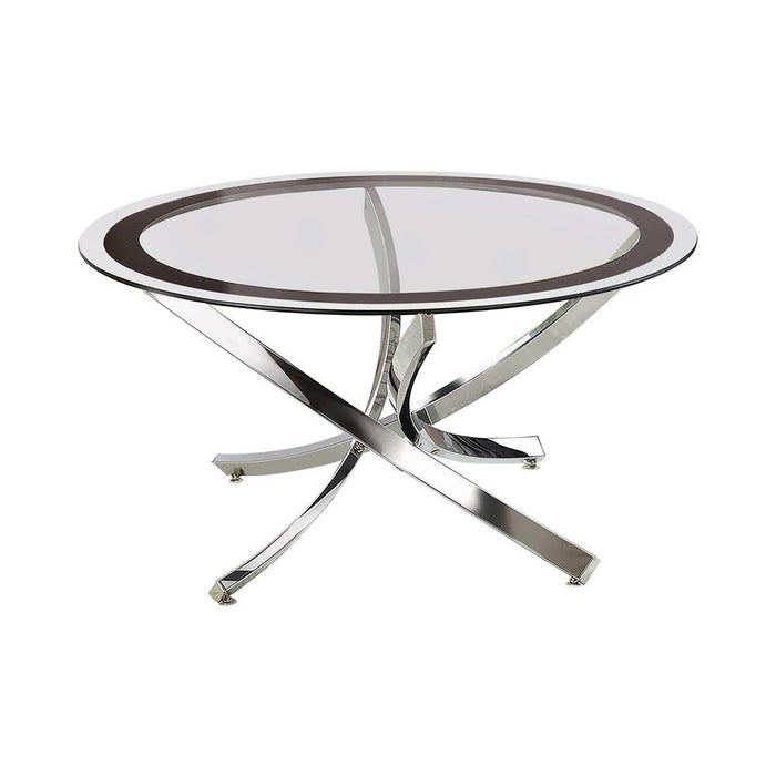 Brooke Glass Top Coffee Table Chrome and Black - VIP FURNITURE (NJ)