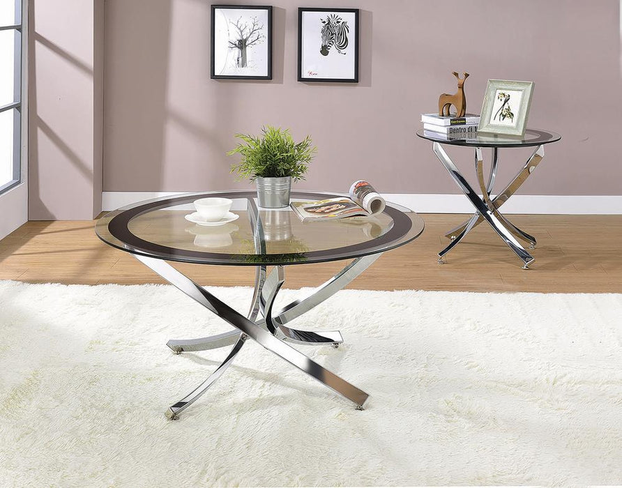 Brooke Glass Top Coffee Table Chrome and Black - VIP FURNITURE (NJ)