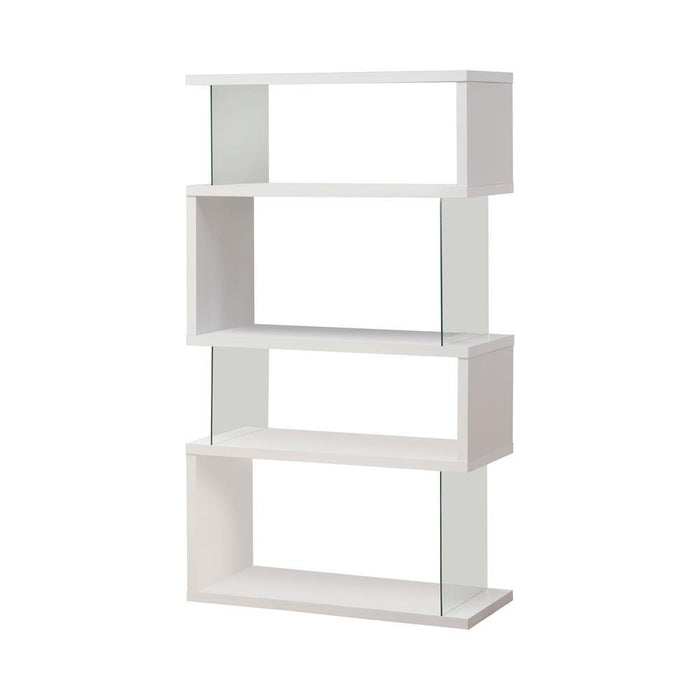 Emelle 4-tier Bookcase White and Clear - VIP FURNITURE (NJ)