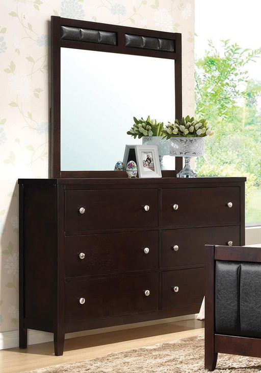 Carlton Upholstered Rectangular Dresser Mirror Cappuccino - VIP FURNITURE (NJ)