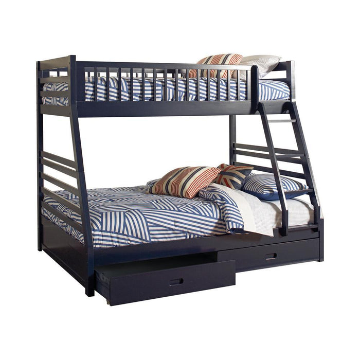Ashton Twin Over Full 2-drawer Bunk Bed Navy Blue - VIP FURNITURE (NJ)