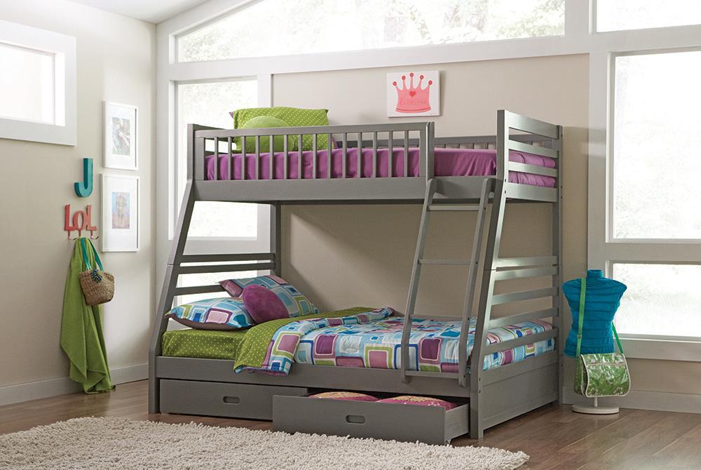 Ashton Twin Over Full Bunk 2-drawer Bed Grey - VIP FURNITURE (NJ)