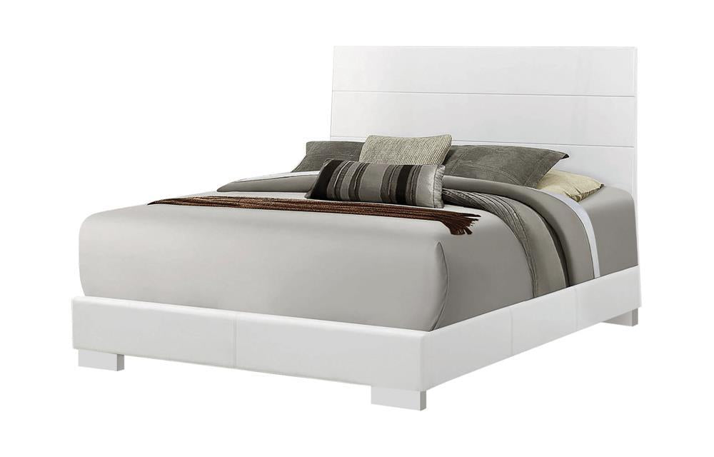 Felicity Eastern King Panel Bed Glossy White - VIP FURNITURE (NJ)