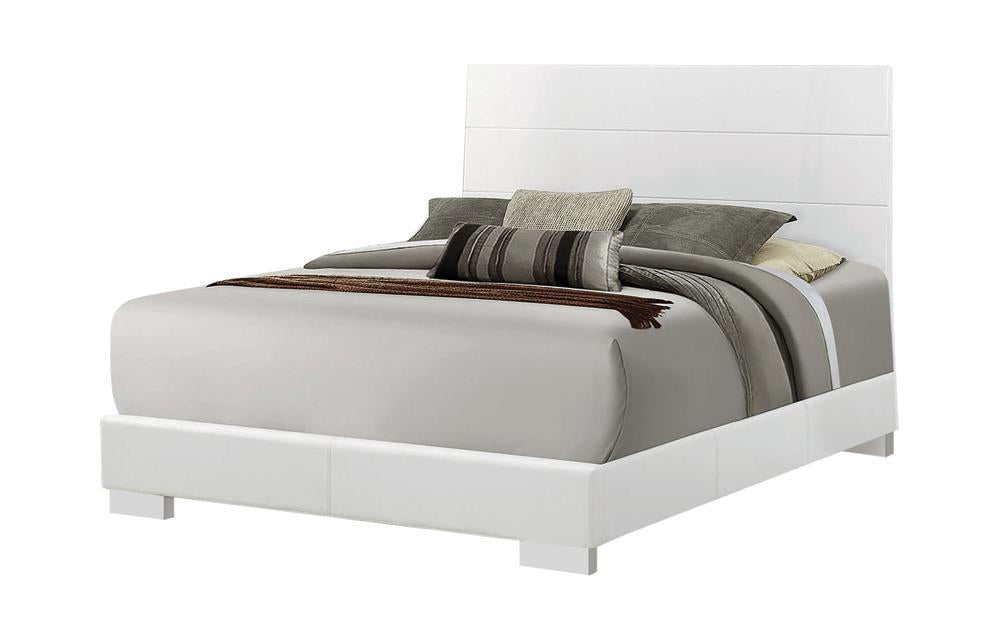 Felicity Queen Panel Bed Glossy White - VIP FURNITURE (NJ)