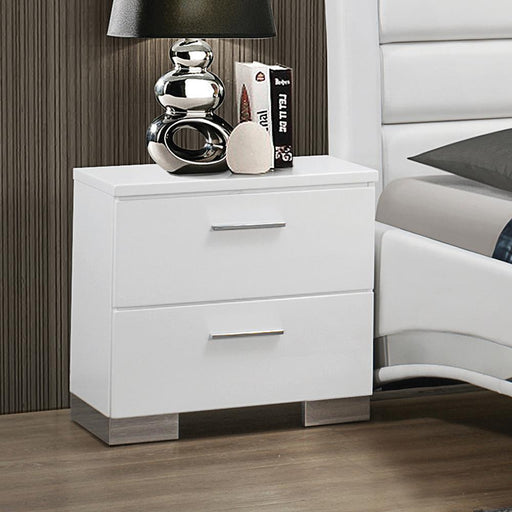 Felicity 2-drawer Nightstand Glossy White - VIP FURNITURE (NJ)