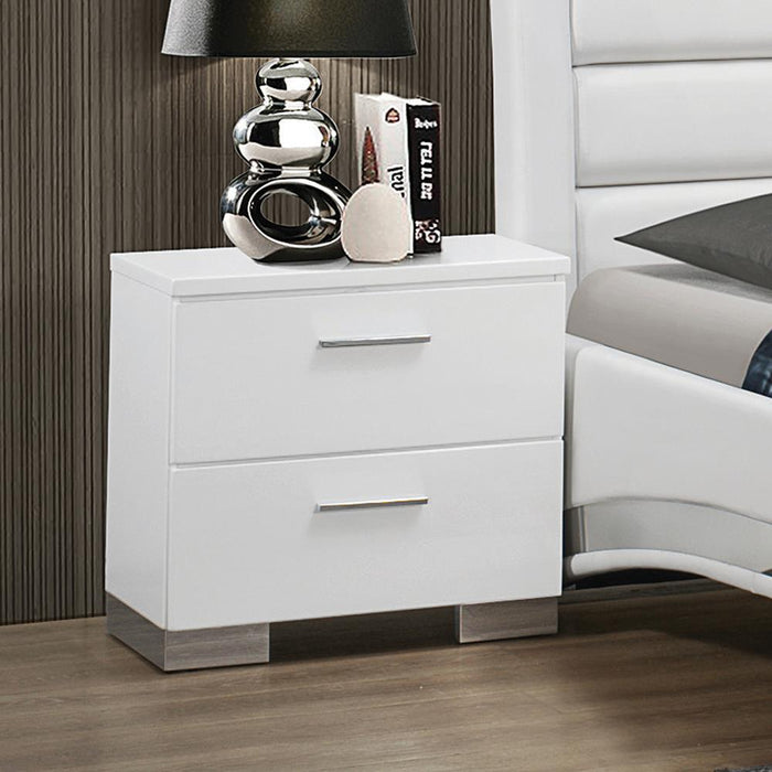 Felicity 2-drawer Nightstand Glossy White - VIP FURNITURE (NJ)