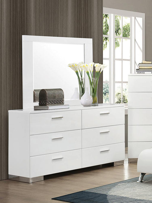 Felicity 6-drawer Dresser Glossy White - VIP FURNITURE (NJ)