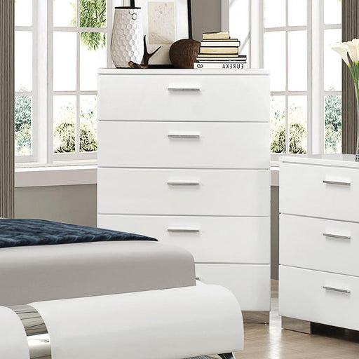Felicity 5-drawer Chest Glossy White - VIP FURNITURE (NJ)