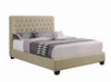 Chloe Tufted Upholstered California King Bed Oatmeal - VIP FURNITURE (NJ)