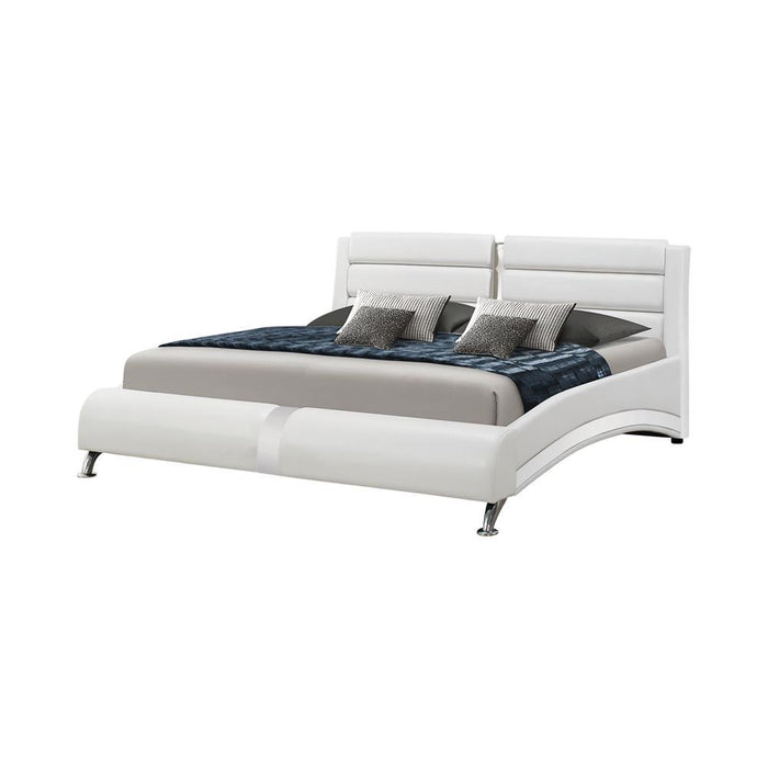 Jeremaine Eastern King Upholstered Bed White - VIP FURNITURE (NJ)