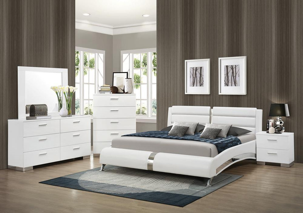 Jeremaine California King Upholstered Bed White - VIP FURNITURE (NJ)